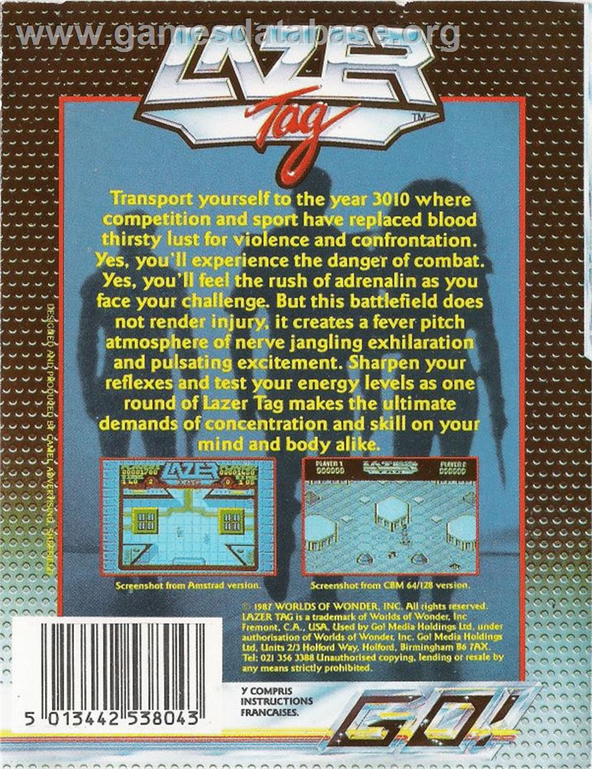 Lazer Tag - Commodore 64 - Artwork - Box Back