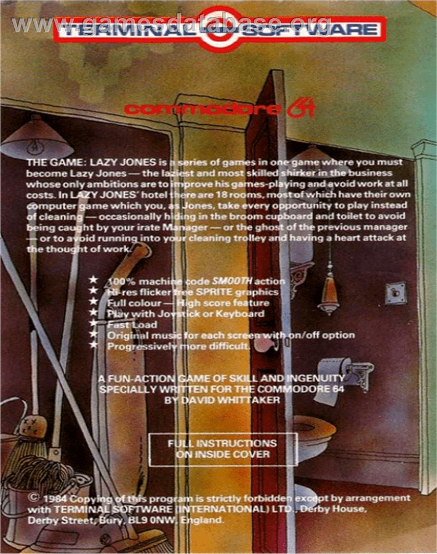 Lazy Jones - Commodore 64 - Artwork - Box Back