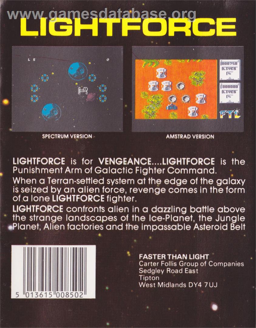 Light Force - Commodore 64 - Artwork - Box Back
