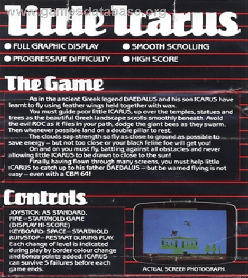 Little Icarus - Commodore 64 - Artwork - Box Back