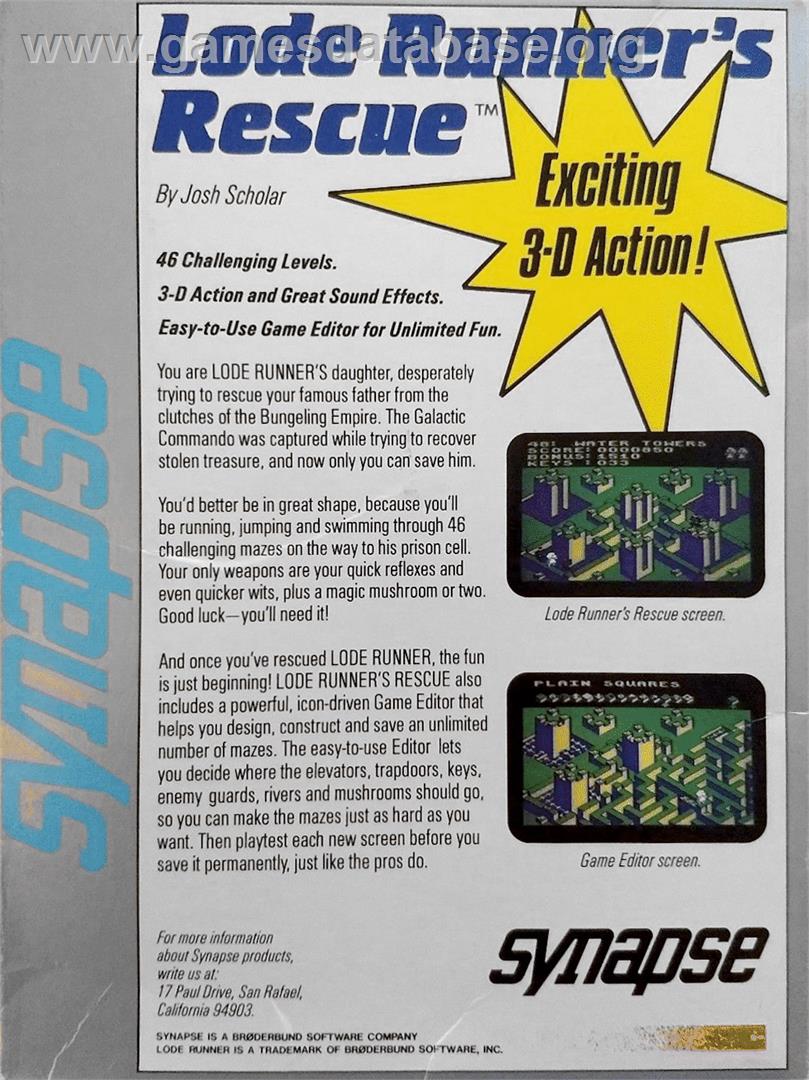 Lode Runner's Rescue - Commodore 64 - Artwork - Box Back