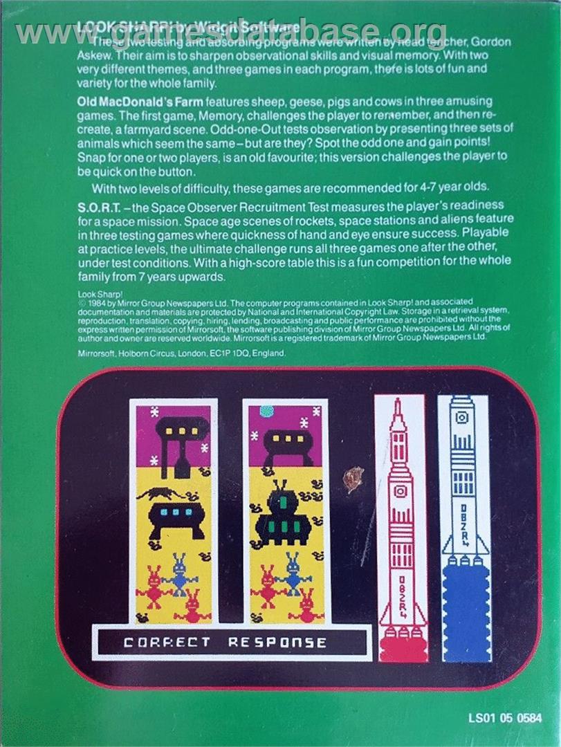 Look Sharp! - Commodore 64 - Artwork - Box Back