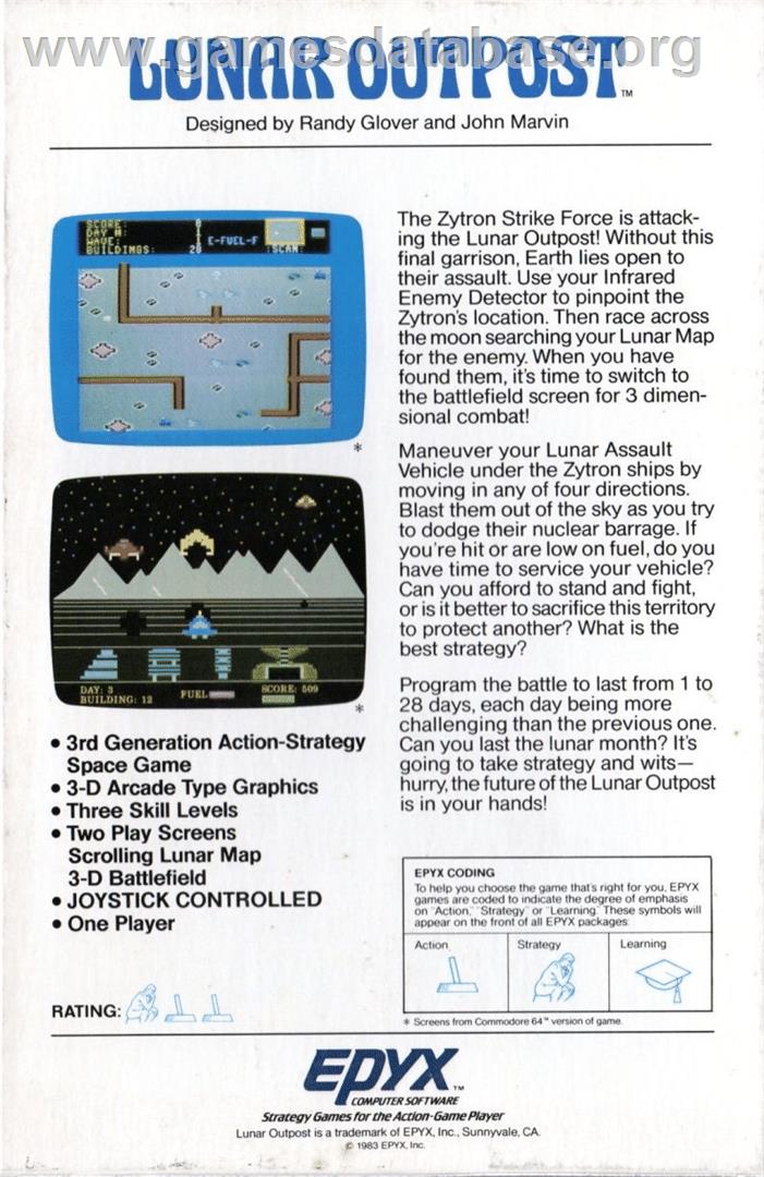 Lunar Outpost - Commodore 64 - Artwork - Box Back