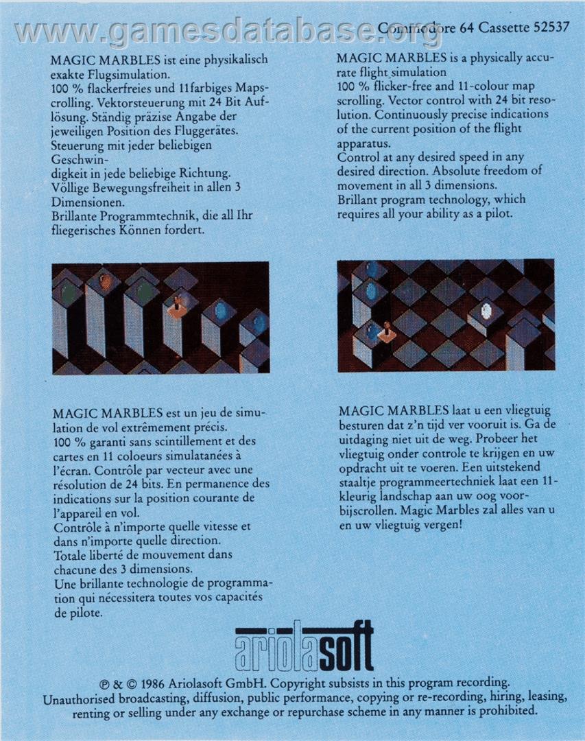 Magic Marbles - Commodore 64 - Artwork - Box Back