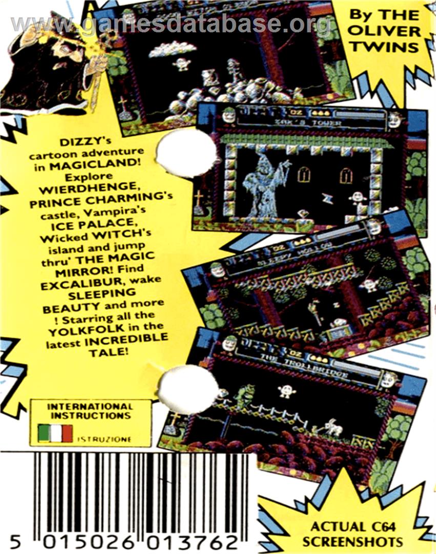 Magicland Dizzy - Commodore 64 - Artwork - Box Back
