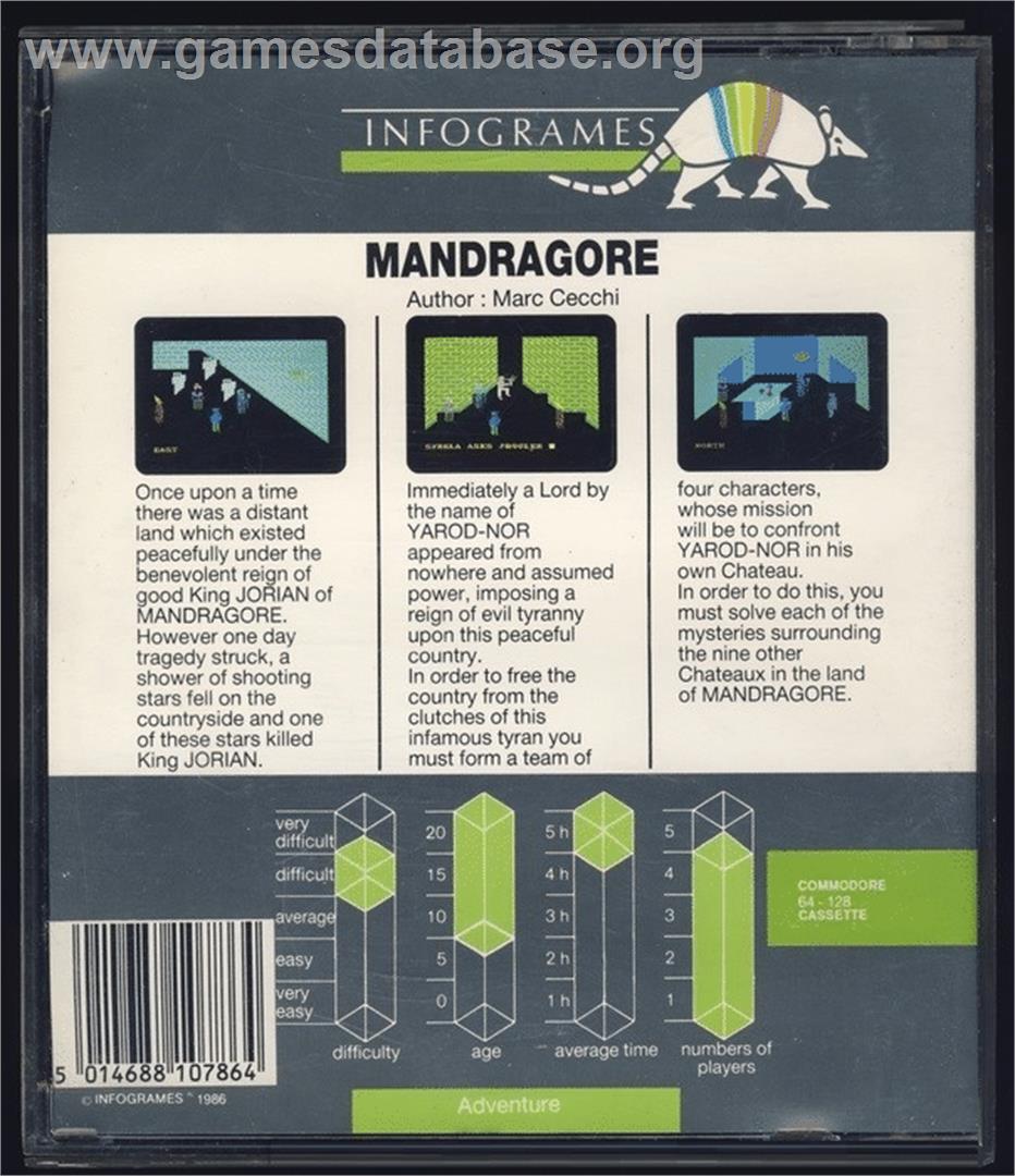 Mandragore - Commodore 64 - Artwork - Box Back