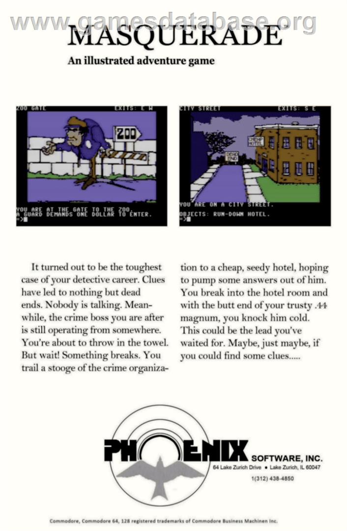 Masquerade - Commodore 64 - Artwork - Box Back