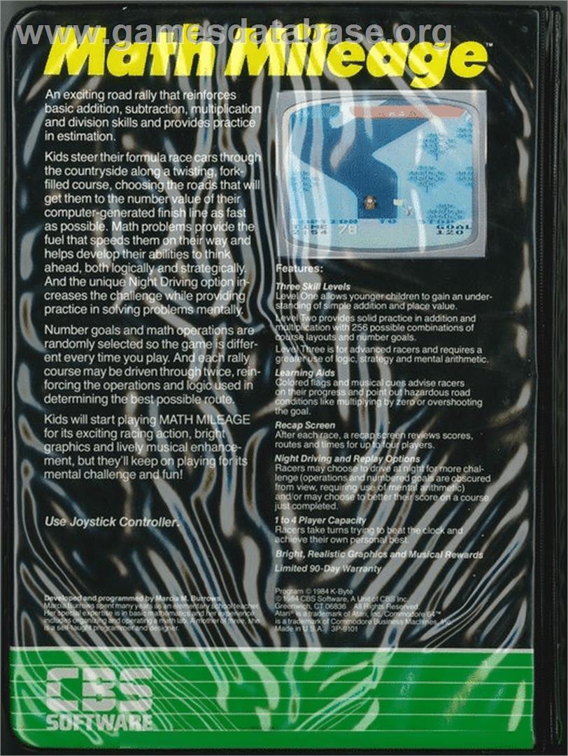 Math Mileage - Commodore 64 - Artwork - Box Back