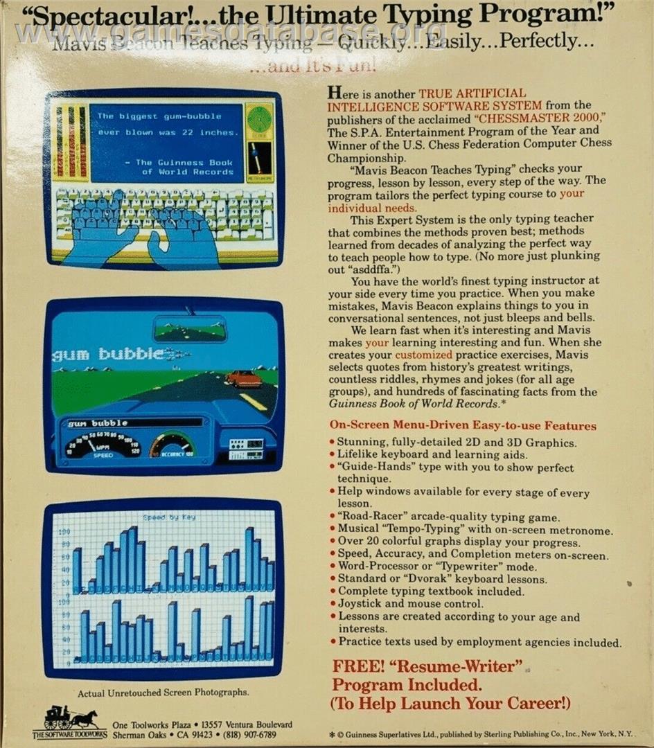 Mavis Beacon Teaches Typing! - Commodore 64 - Artwork - Box Back