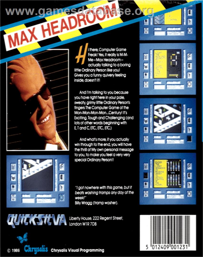 Max Headroom - Commodore 64 - Artwork - Box Back