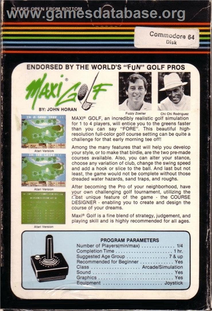 Maxi Golf - Commodore 64 - Artwork - Box Back