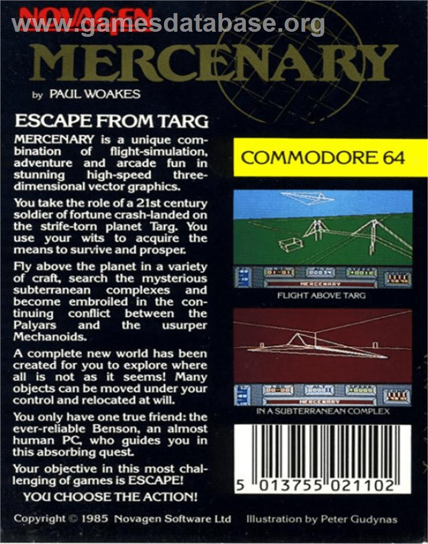 Mercenary: Escape From Targ with the Second City - Commodore 64 - Artwork - Box Back