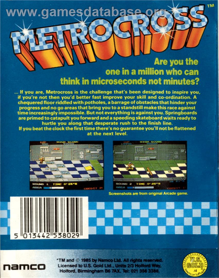 Metro Cross - Commodore 64 - Artwork - Box Back
