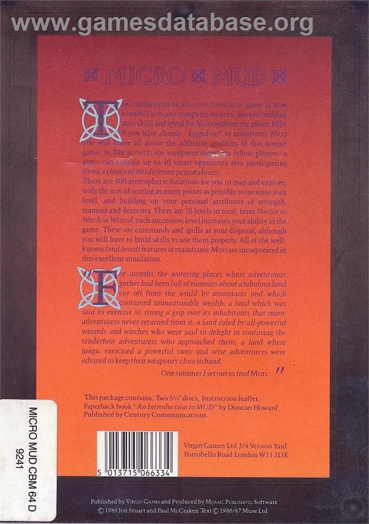 Micro-mud - Commodore 64 - Artwork - Box Back
