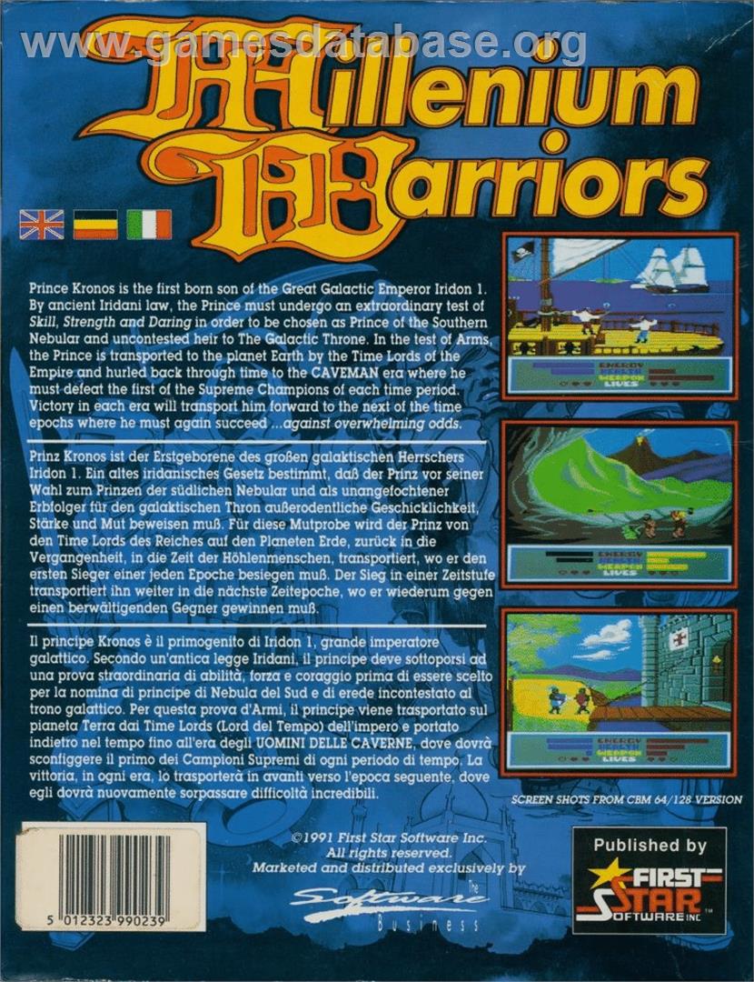 Millenium Warriors - Commodore 64 - Artwork - Box Back
