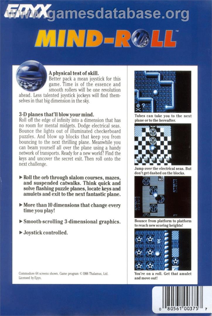 Mind-Roll - Commodore 64 - Artwork - Box Back