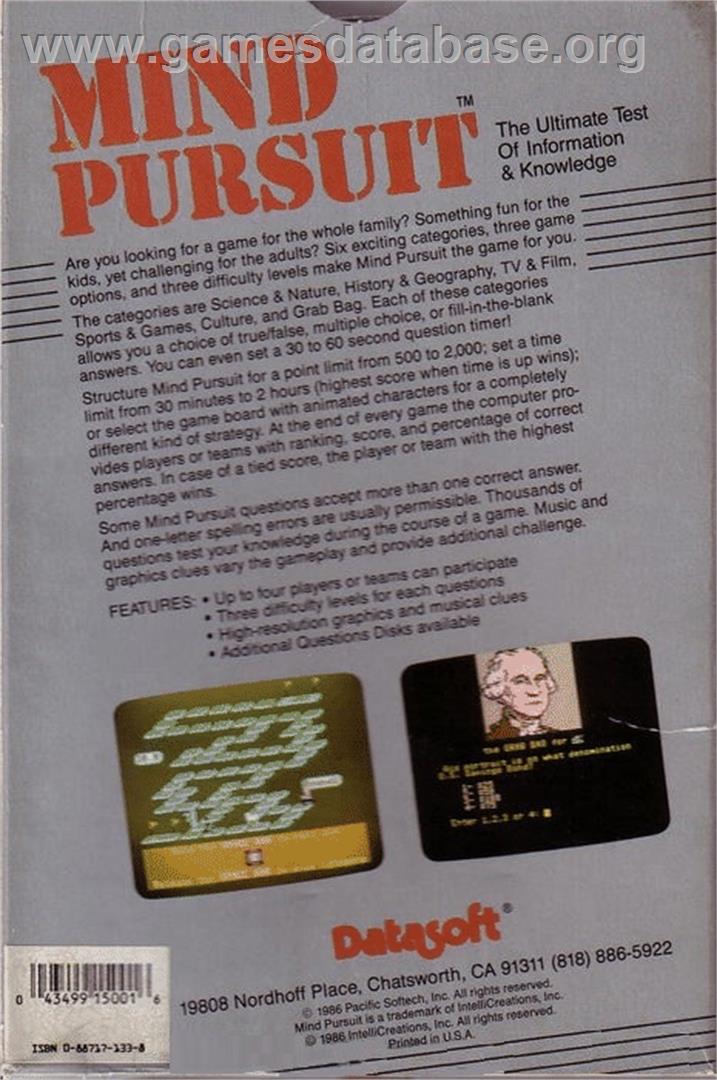 Mind Pursuit - Commodore 64 - Artwork - Box Back