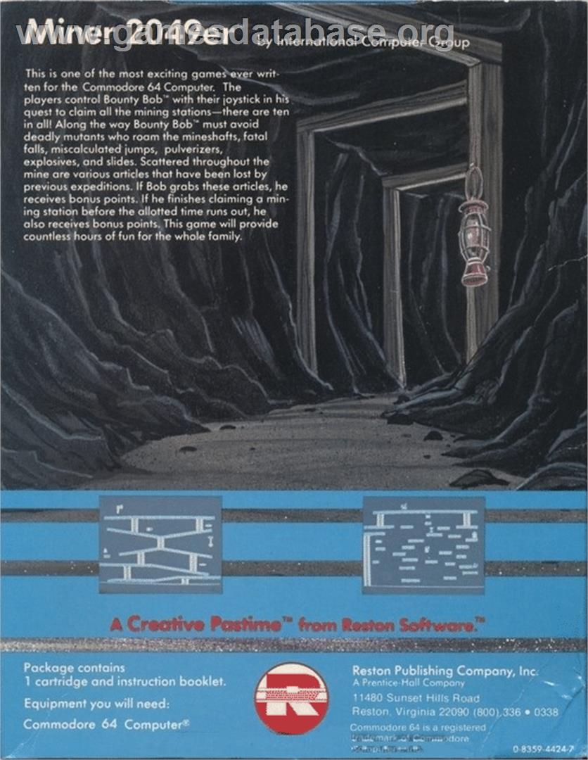 Miner 2049er - Commodore 64 - Artwork - Box Back