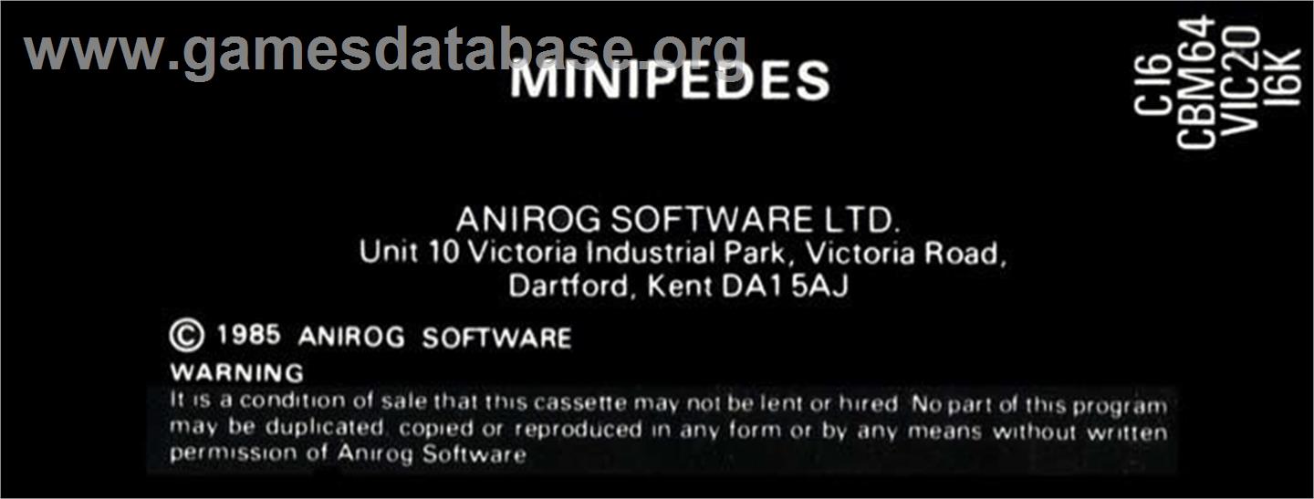 Minipedes - Commodore 64 - Artwork - Box Back