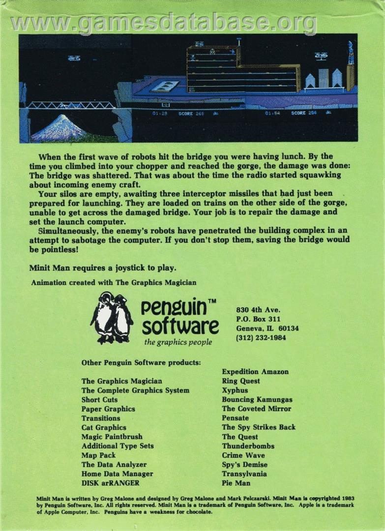 Minit Man - Commodore 64 - Artwork - Box Back