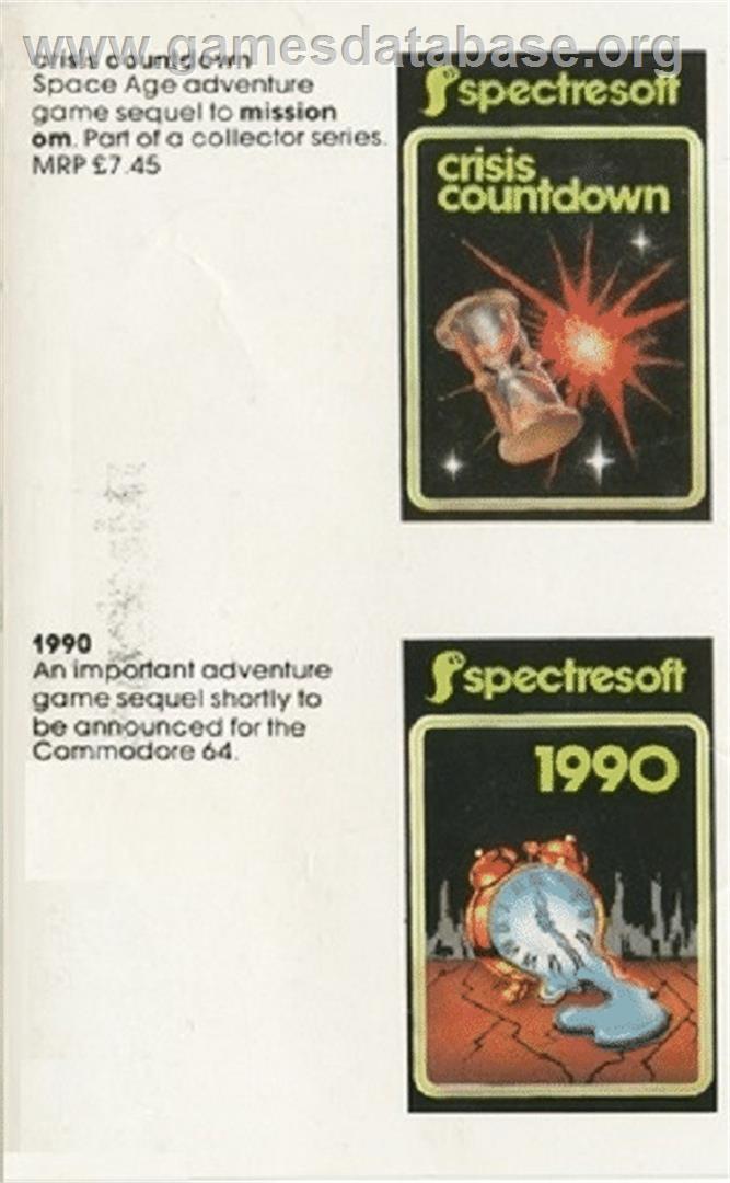 Mission Om - Commodore 64 - Artwork - Box Back