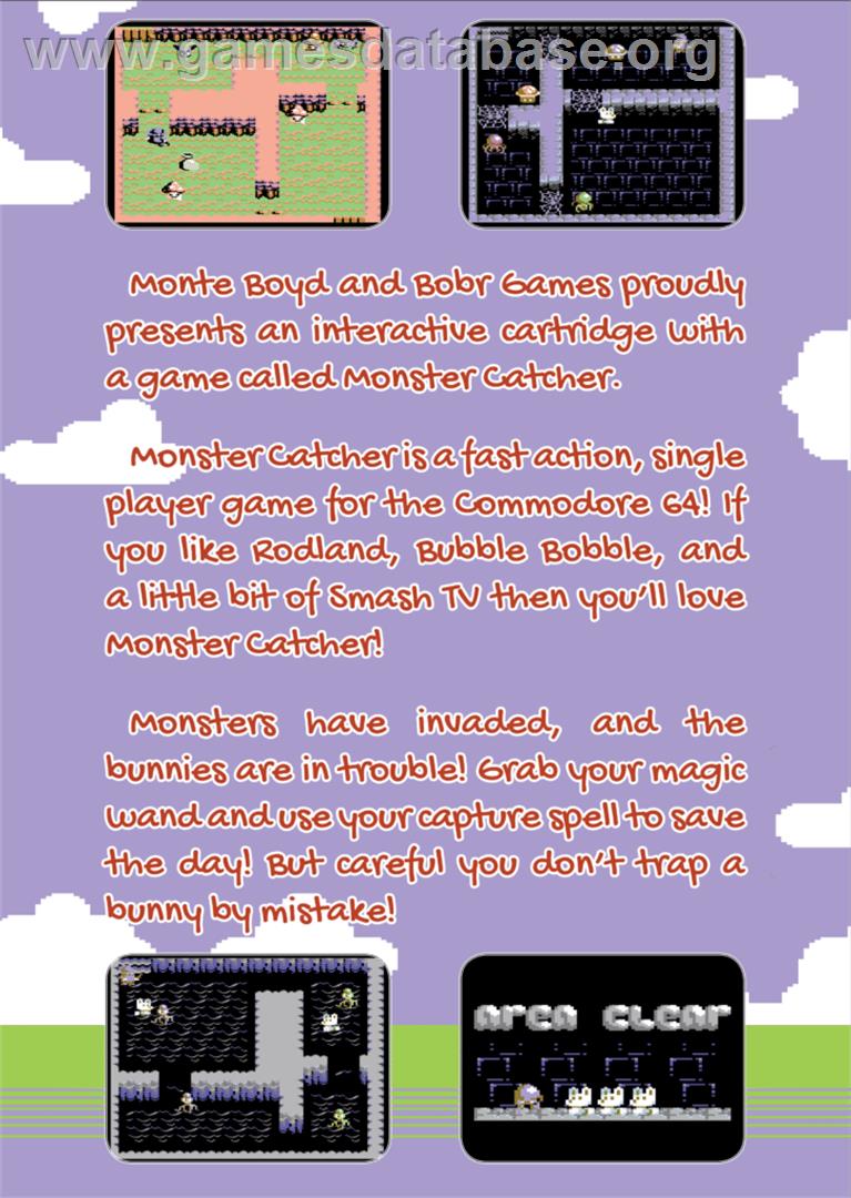 Monster Catcher - Commodore 64 - Artwork - Box Back