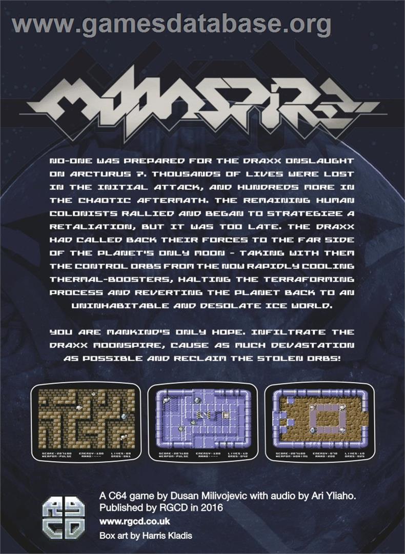 Moonspire - Commodore 64 - Artwork - Box Back