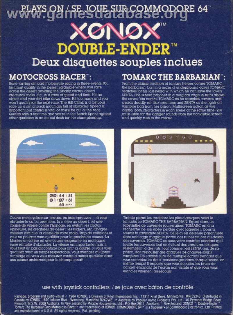 Motocross Racer - Commodore 64 - Artwork - Box Back