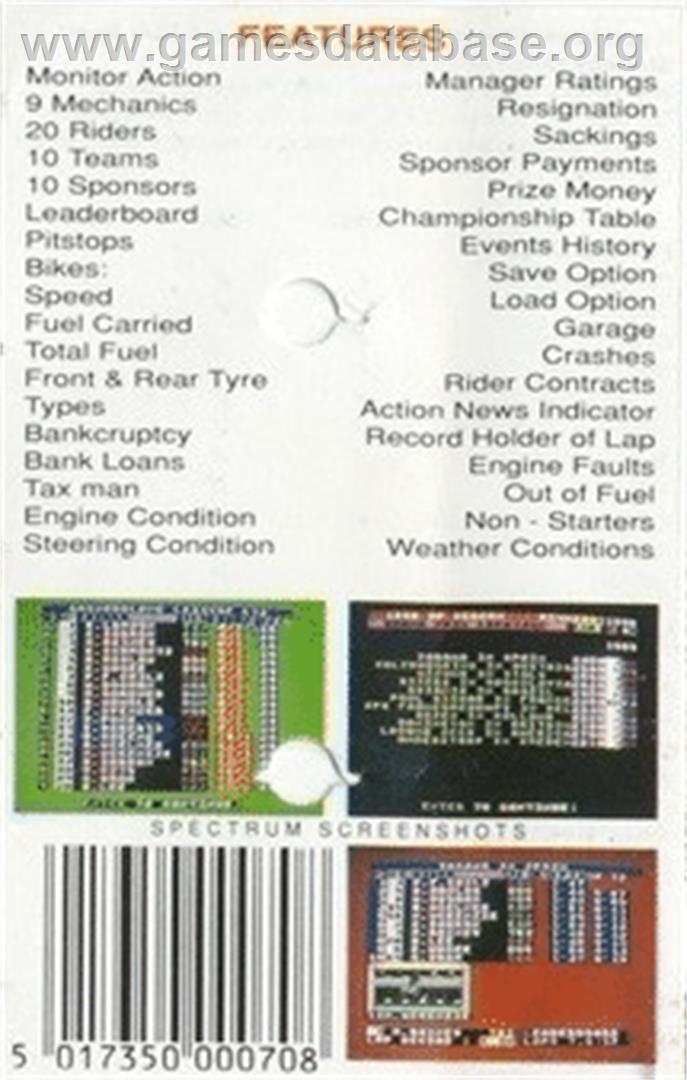 Motorcycle 500 - Commodore 64 - Artwork - Box Back