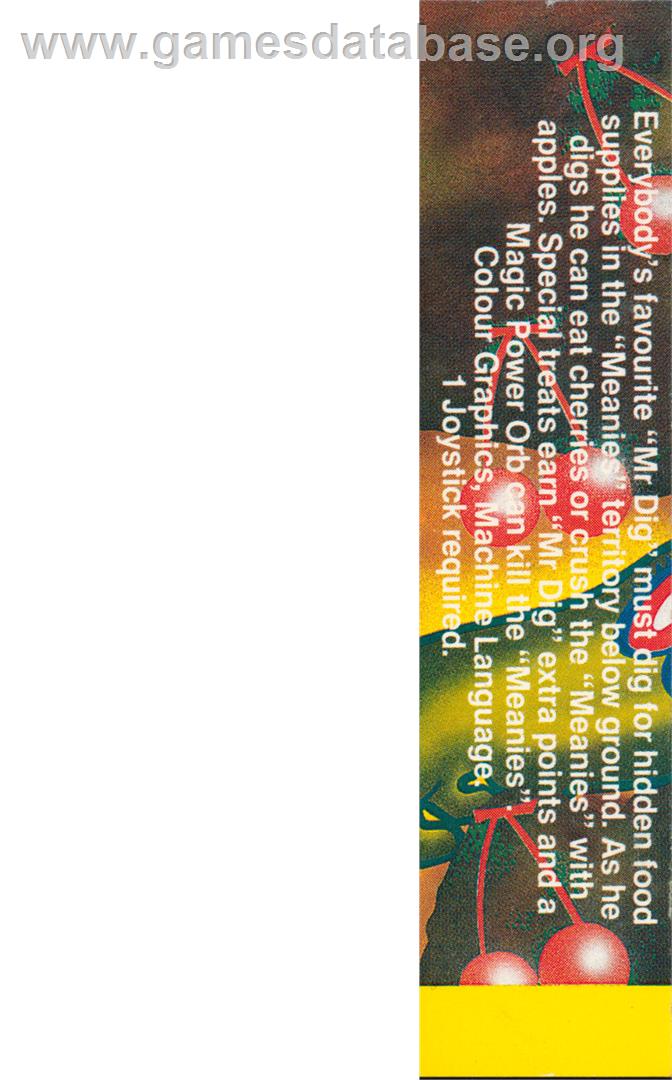 Mr. Dig - Commodore 64 - Artwork - Box Back
