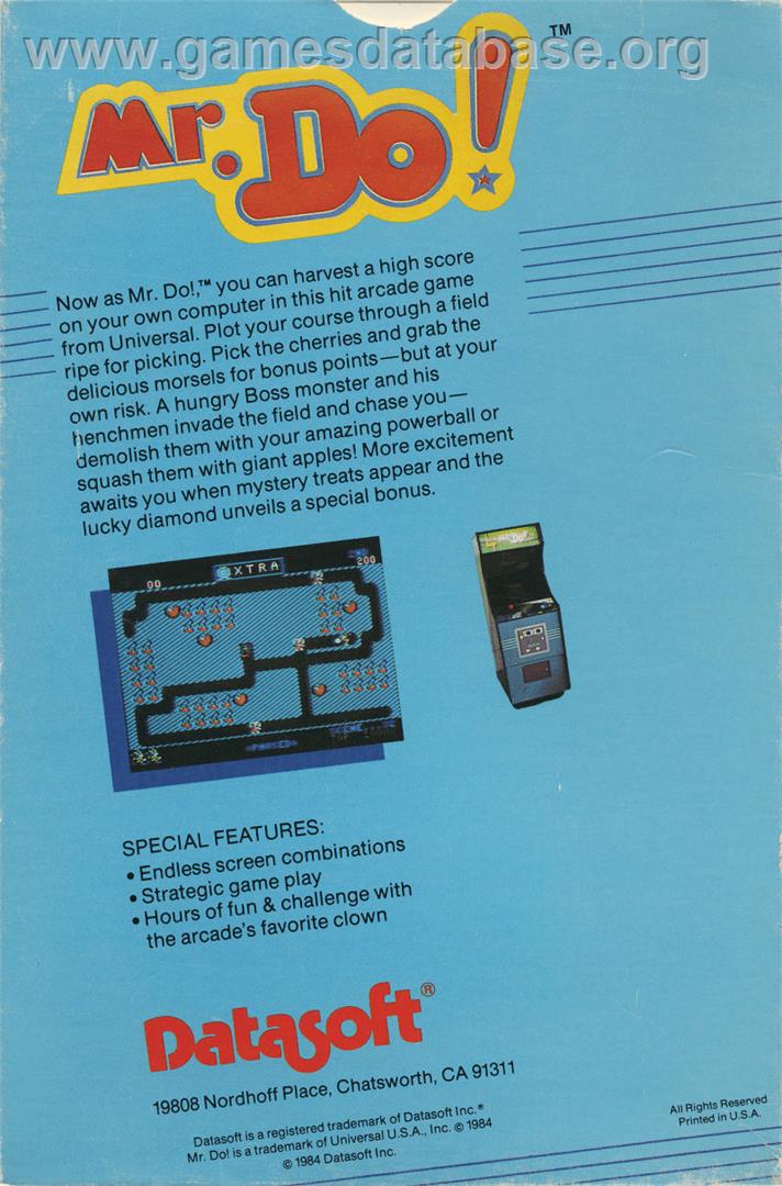 Mr. Do! - Commodore 64 - Artwork - Box Back