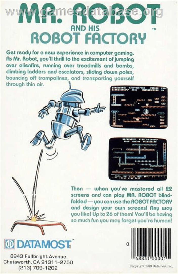 Mr. Robot and His Robot Factory - Commodore 64 - Artwork - Box Back