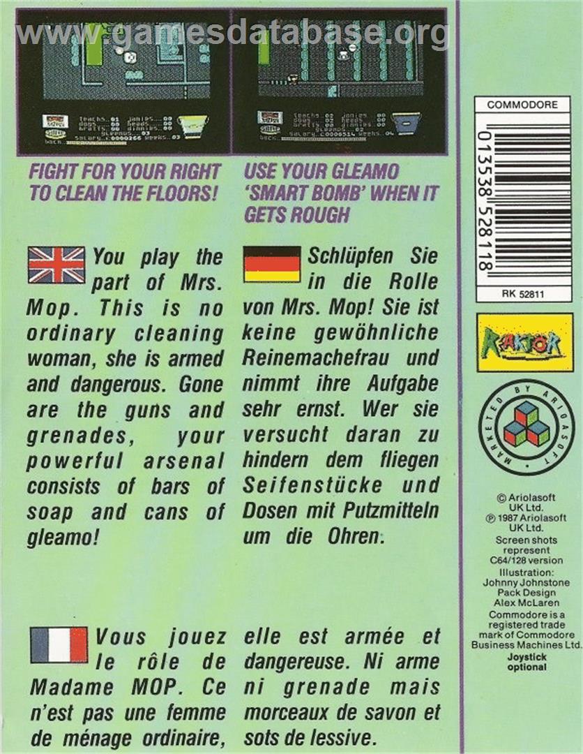 Mrs. Mop - Commodore 64 - Artwork - Box Back