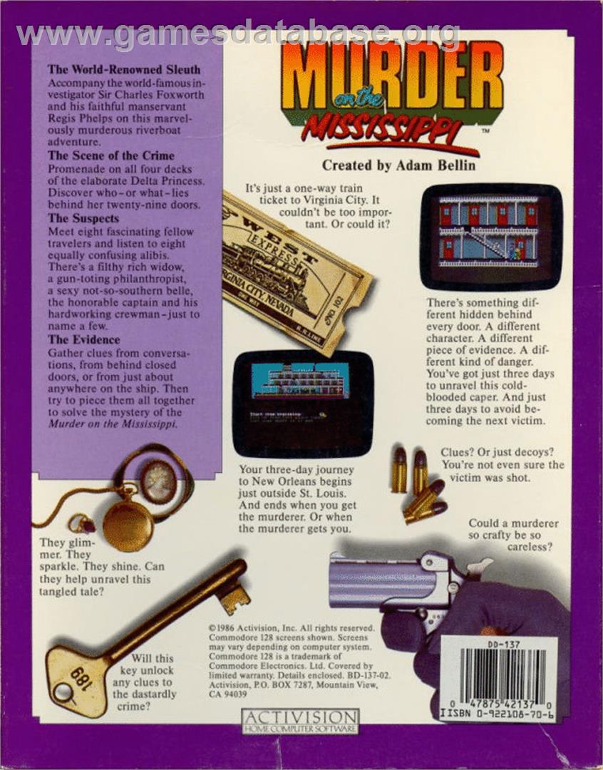 Murder on the Mississippi - Commodore 64 - Artwork - Box Back