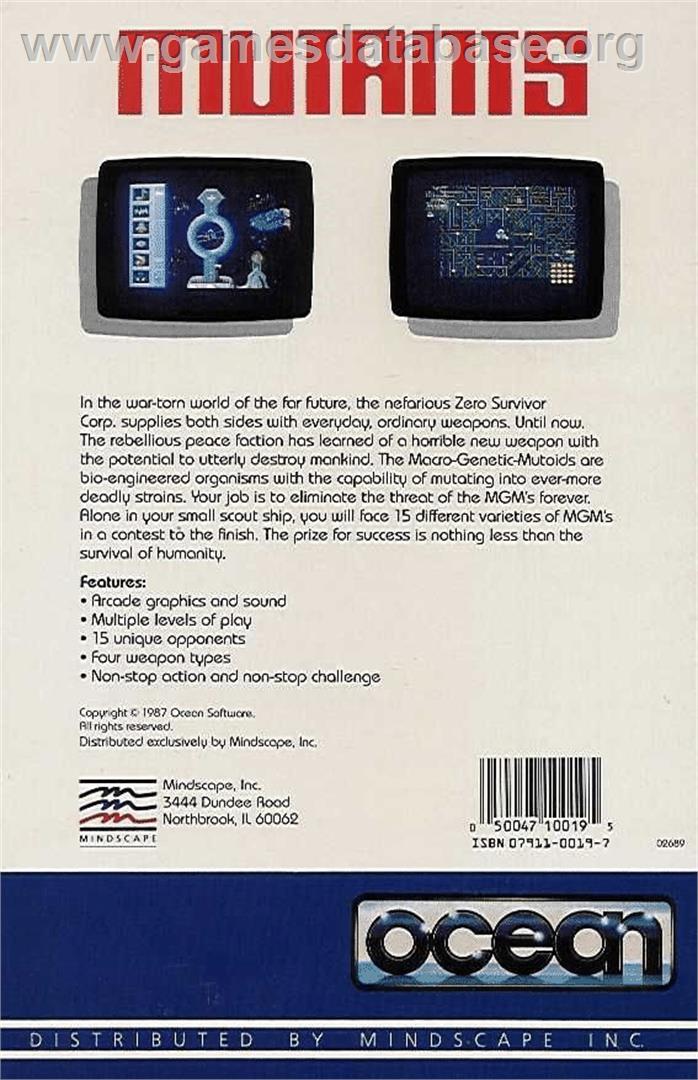 Mutants - Commodore 64 - Artwork - Box Back