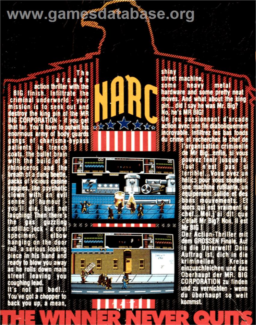 NARC - Commodore 64 - Artwork - Box Back
