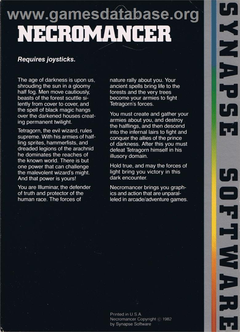 Necromancer - Commodore 64 - Artwork - Box Back