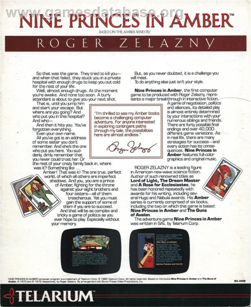 Nine Princes In Amber - Commodore 64 - Artwork - Box Back
