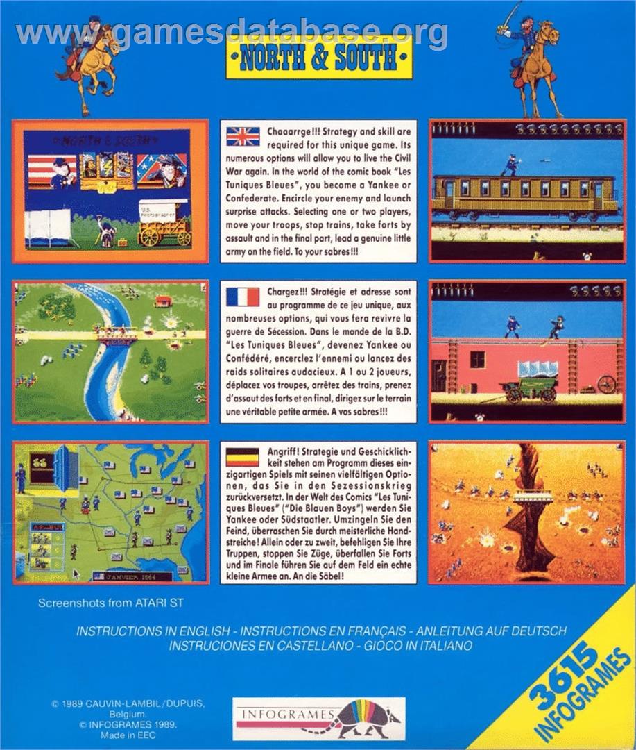 North And South (Infogrames) - Commodore 64 - Artwork - Box Back
