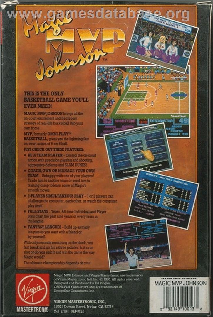 Omni-Play Basketball - Commodore 64 - Artwork - Box Back