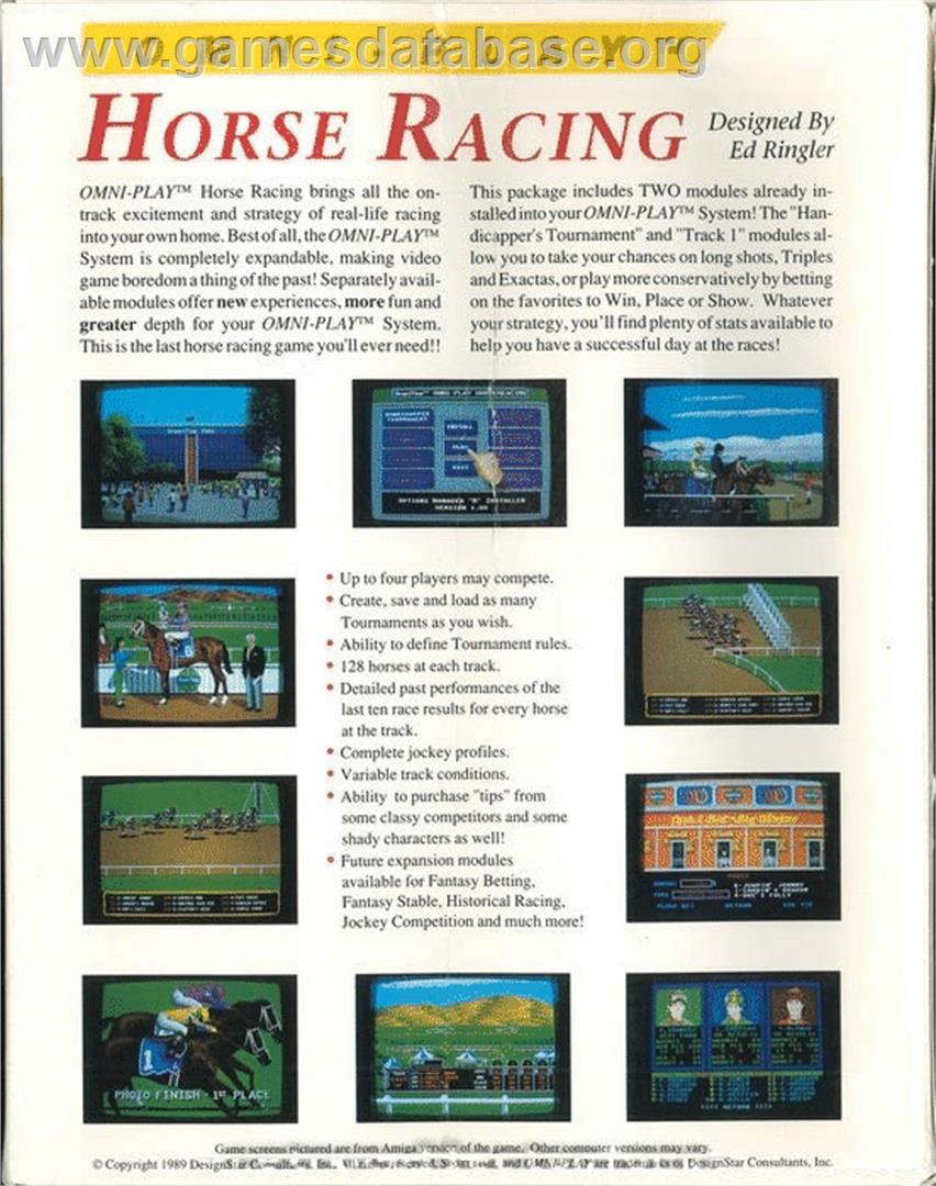 Omni-Play Horse Racing - Commodore 64 - Artwork - Box Back
