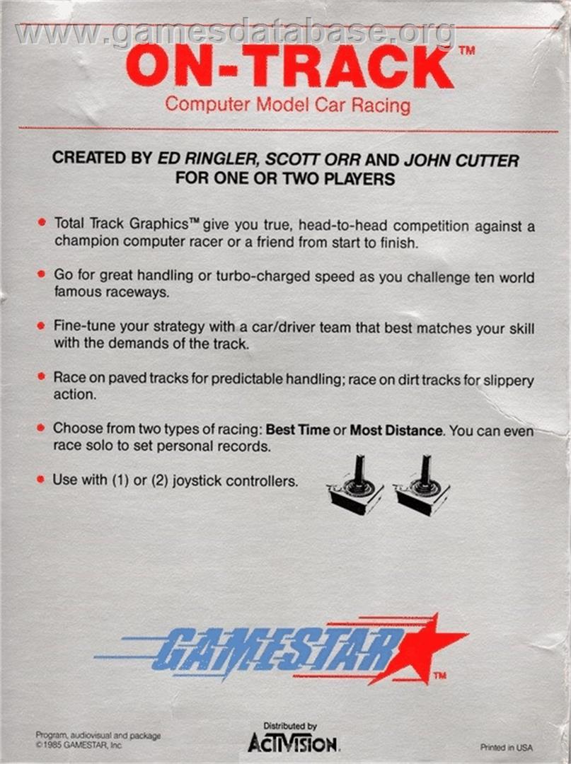 On-track Computer Model Car Racing - Commodore 64 - Artwork - Box Back