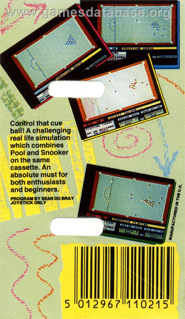 On Cue - Commodore 64 - Artwork - Box Back