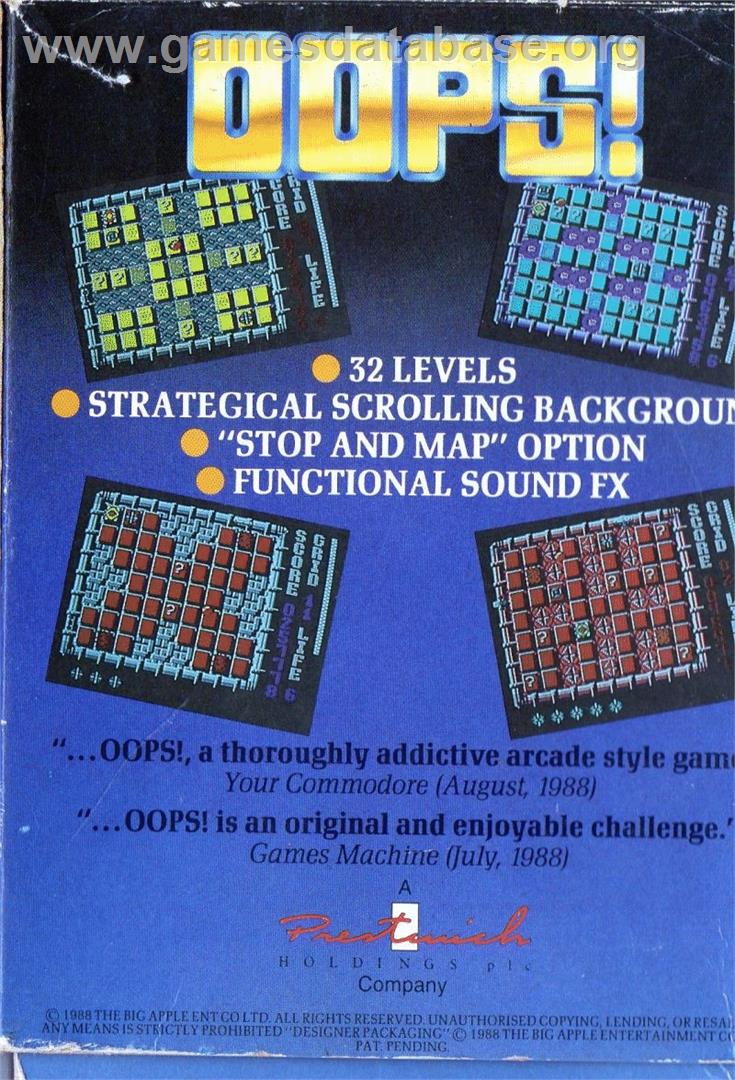 Oops! / Proton-Run - Commodore 64 - Artwork - Box Back