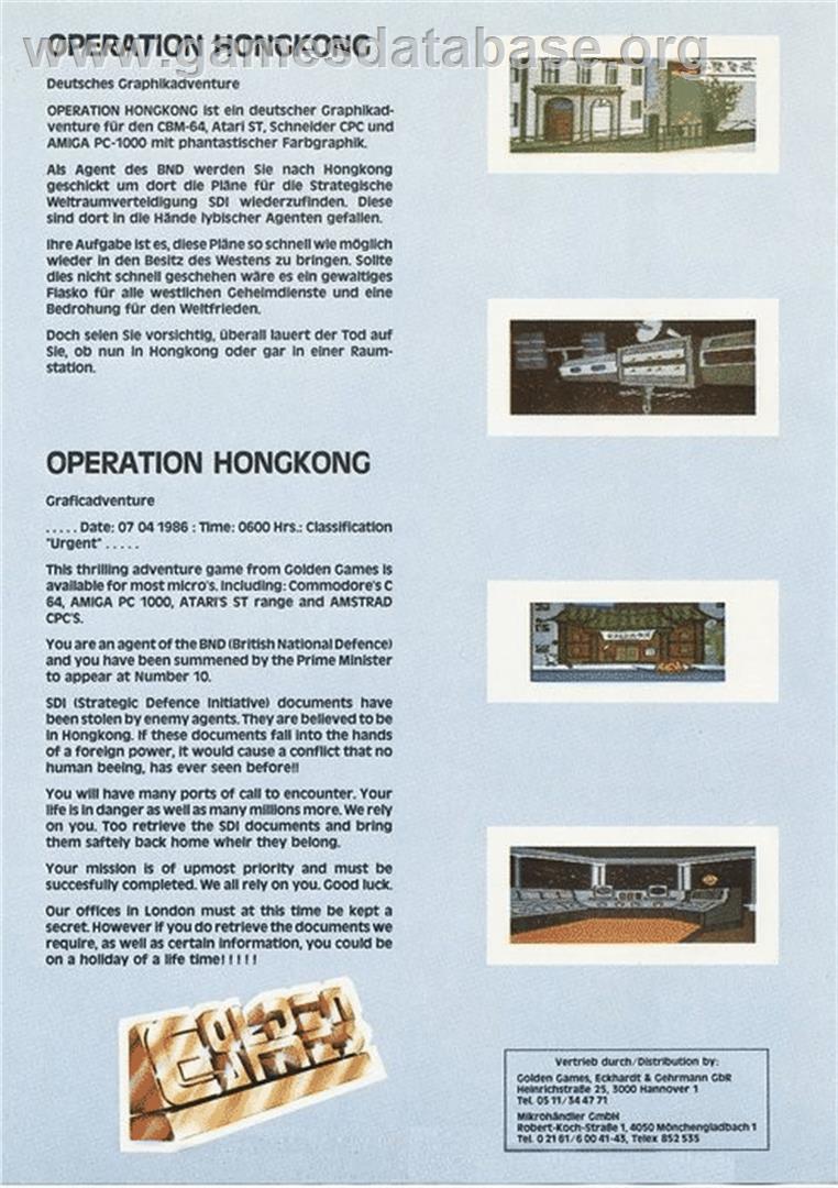 Operation Hongkong - Commodore 64 - Artwork - Box Back