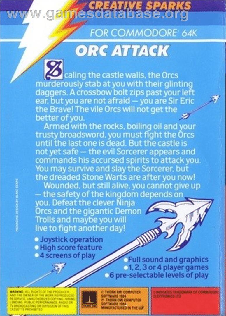 Orc Attack - Commodore 64 - Artwork - Box Back
