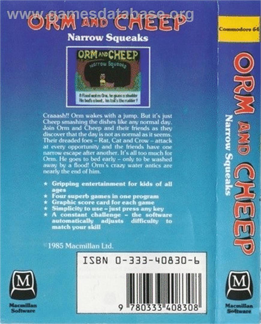 Orm And Cheep - Narrow Squeaks - Commodore 64 - Artwork - Box Back