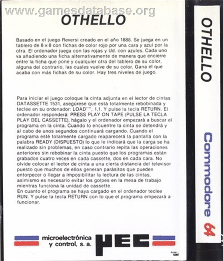 Othello (Wicked Software) - Commodore 64 - Artwork - Box Back