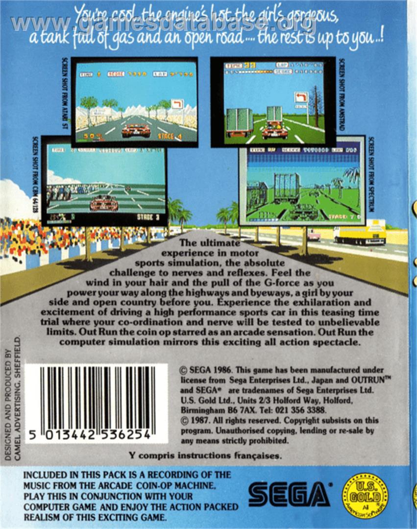 OutRun - Commodore 64 - Artwork - Box Back