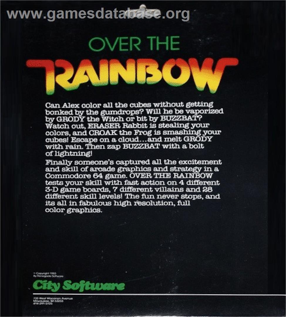 Over The Rainbow - Commodore 64 - Artwork - Box Back